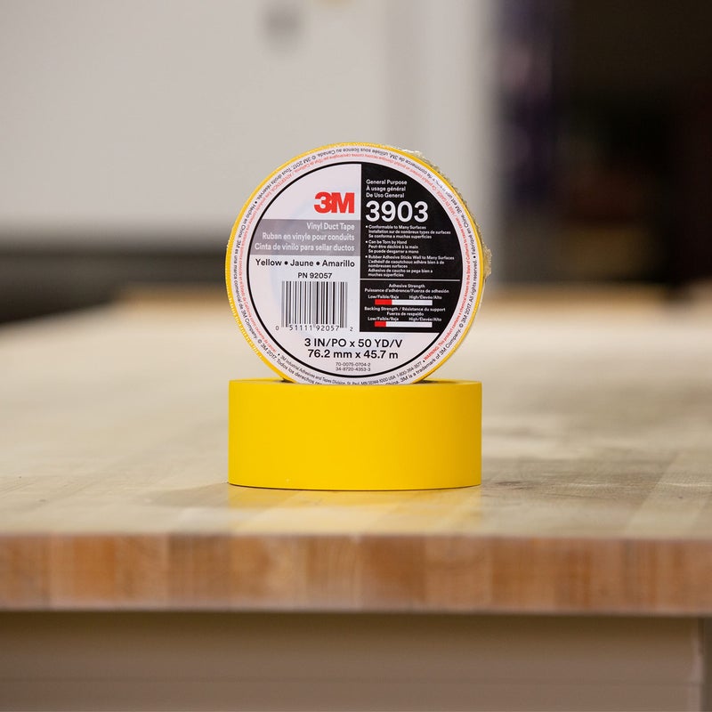 3M Vinyl Duct Tape 3903, 2 in x 50 yd, 7.3 mil, Individually Wrapped Conveniently Packaged, Yellow - Image 5